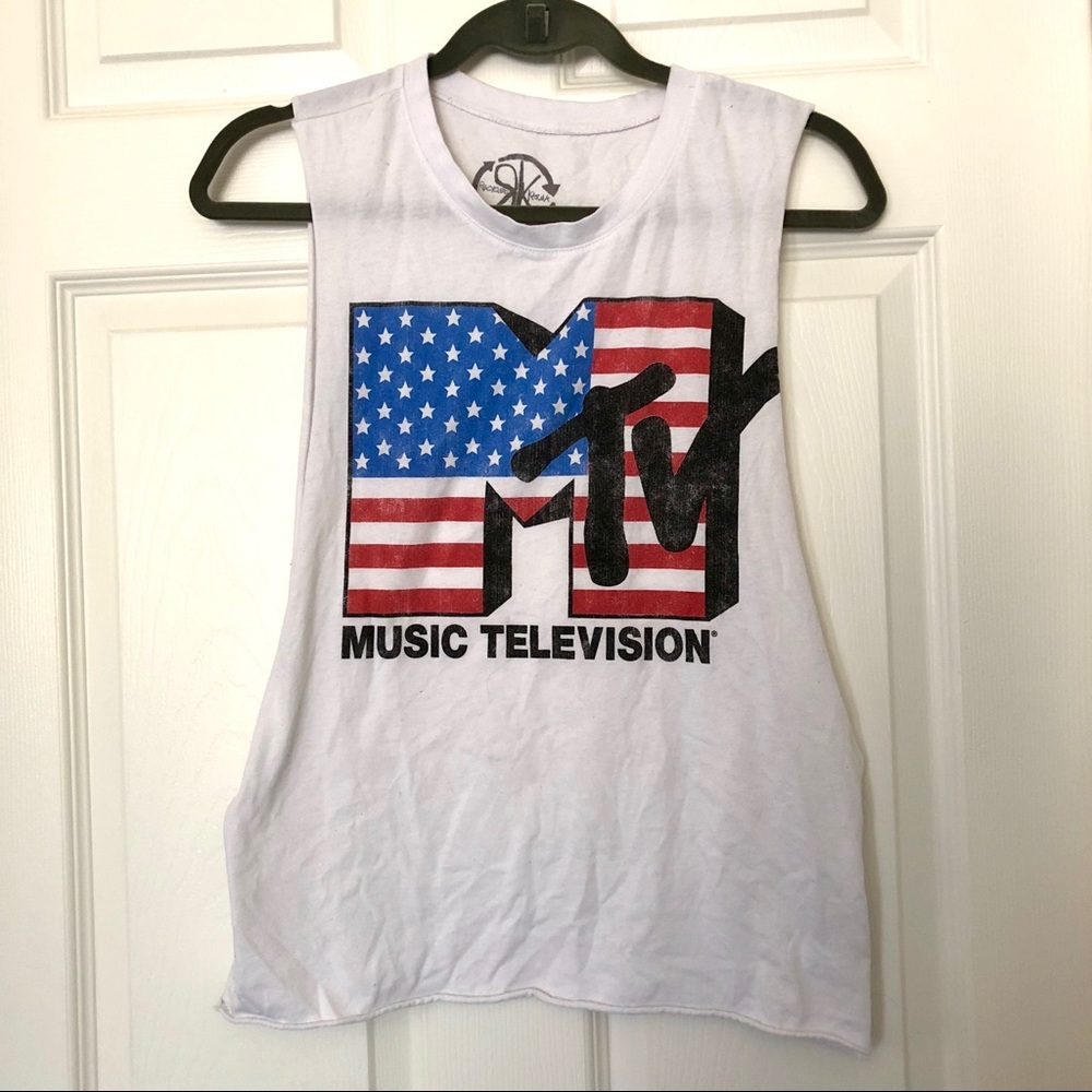 MTV American Flag Muscle Tank 4th of July